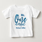Personalisiert Mr Onederful Baby Boy T - Shirt (Vorderseite)