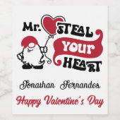 Personalisiert Mr. Steal Your Heart - Valentine Weinetikett (Einzelnes Label)