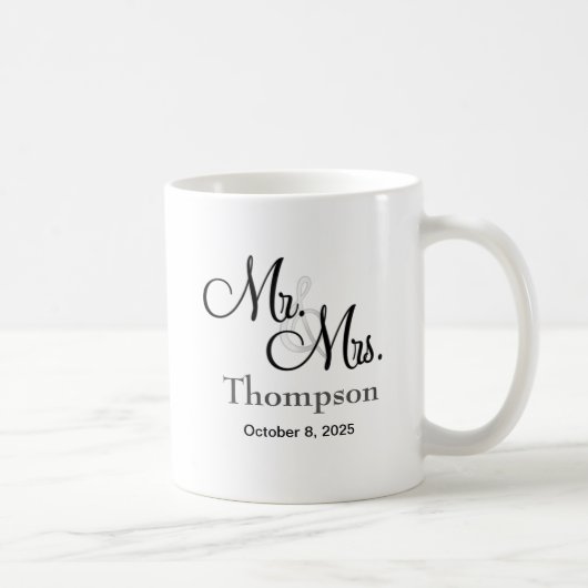 Personalisiert Mr. und Mrs. Wedding Kaffeetasse (Rechts)