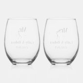 Personalisiert Mr. und Mrs. Wedding Weinglas Ohne Stiel (Rückseite)