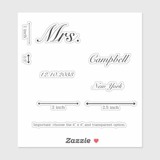 Personalisiert Mrs Bride Wedding Shoes Decal Aufkleber (Blatt)
