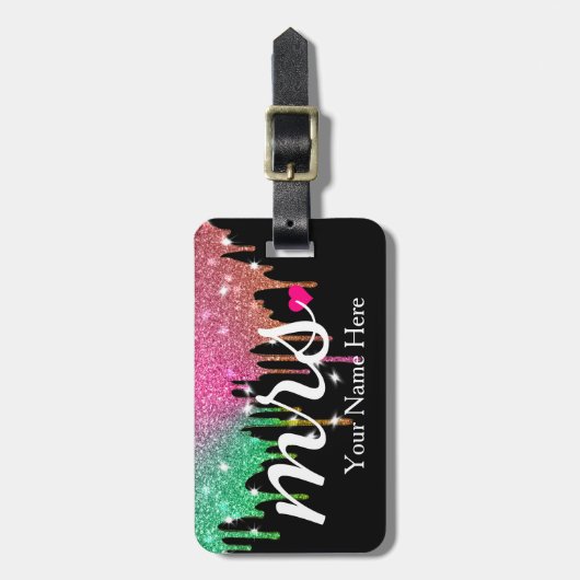 Personalisiert Mrs Ehefrau Bride Newly Weds Gepäck Gepäckanhänger (Vorderseite vertikal)