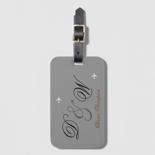 personalisiert & Mrs. name initials Gepäckanhänger (Vorderseite Vertikal)