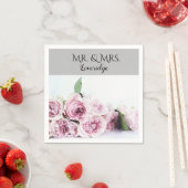 Personalisiert & Mrs. Pink Gray Floral Wedding Serviette (Beispiel)