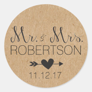 Personalisiert & Mrs. Stickers- Gastgeschenke Hoch Runder Aufkleber