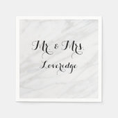 Personalisiert & Mrs. White Gray Gray Marble Serviette (Vorderseite)