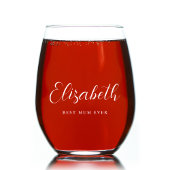 Personalisiert Mum White Script Monogram Weinglas Ohne Stiel