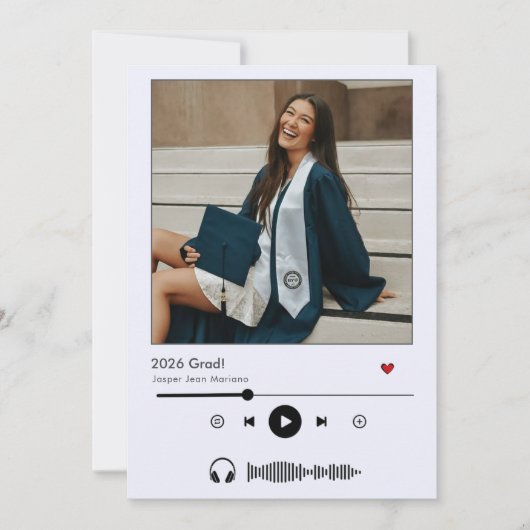 Personalisiert Music Player Class 2025 Abschluss Einladung (Vorderseite)