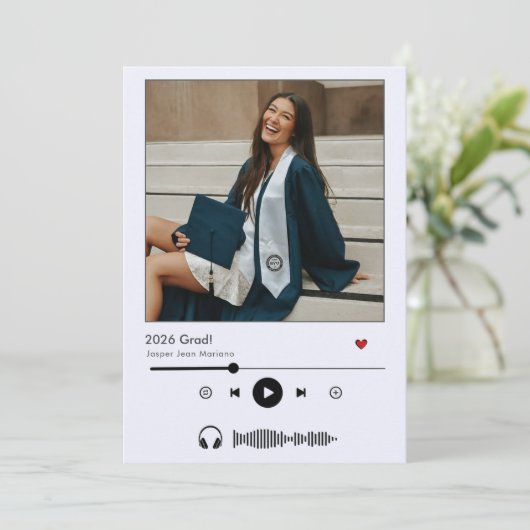 Personalisiert Music Player Class 2025 Abschluss Einladung (Stehend Vorderseite)