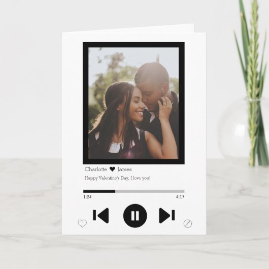 Personalisiert Music Player Valentins Foto Karte (Vorderseite)