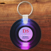 Personalisiert Music Vinyl Record Lila Schlüsselanhänger (Vorderseite)