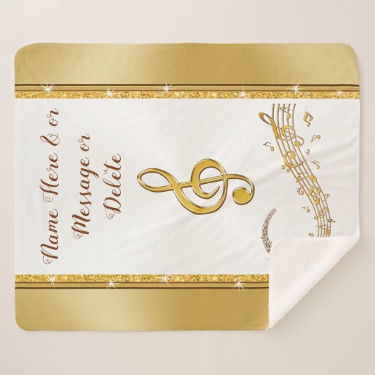 Personalisiert, Musiknote blau, gemütlich Sherpa Sherpadecke (Vorderseite (Horizontal))