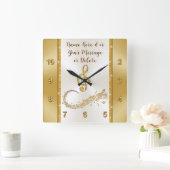Personalisiert, Musiknoten Uhr, Gold und Elfenbein Quadratische Wanduhr (Zuhause)