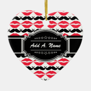 Personalisiert Mustache & Lips N # 14 Keramikornament