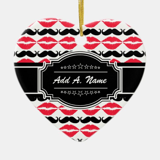 Personalisiert Mustache & Lips Nr. 14 Keramikornament (Vorne)