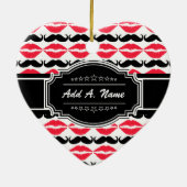 Personalisiert Mustache & Lips Nr. 14 Keramikornament (Hinten)