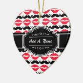 Personalisiert Mustache & Lips Nr. 14 Keramikornament (Links)