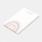 Personalisiert Mute Pink Boho Rainbow Calligraphy Post-it Klebezettel (angewinkelt)
