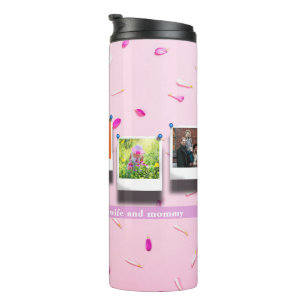 Personalisiert Mütter Tagesfoto Collage Girly Pink Thermosbecher