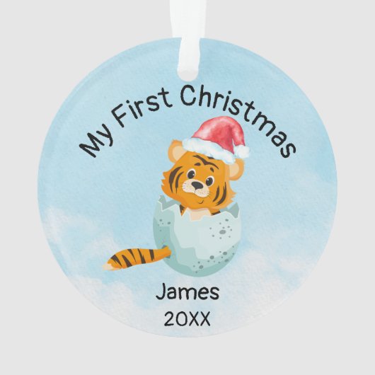Personalisiert My First Christmas 2021 Baby Boy Ornament (Rückseite)