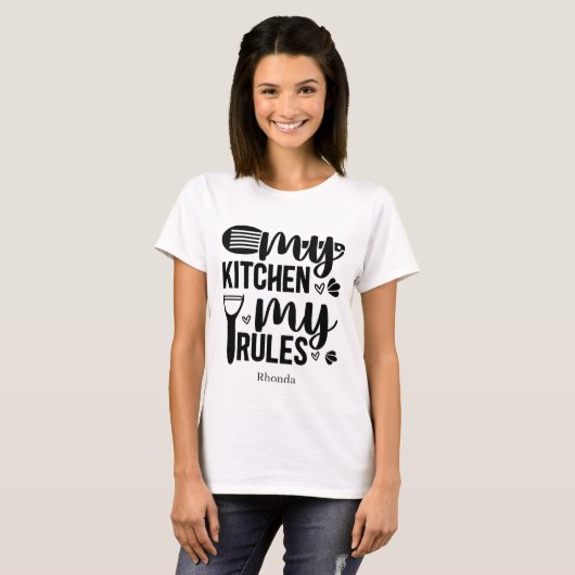 Personalisiert My Kitchen My Rules Spaß T-Shirt (Vorne ganz)