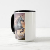 Personalisiert Mystic White Unicorn Tasse (Vorderseite Links)