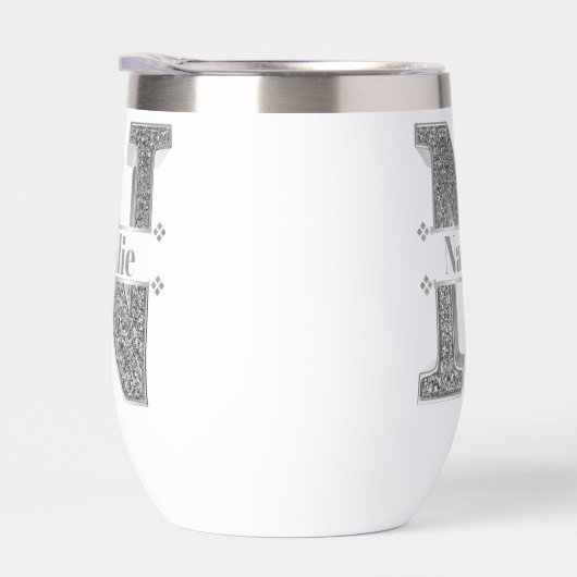 Personalisiert N Initial Silver Monogram Ihr Name (Rechts)