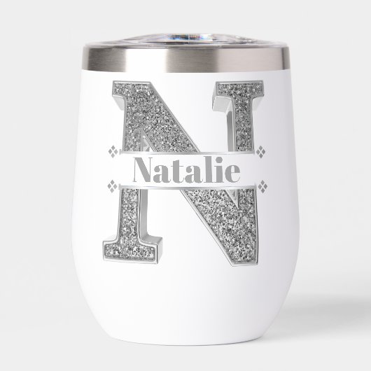 Personalisiert N Initial Silver Monogram Ihr Name (Vorderseite)