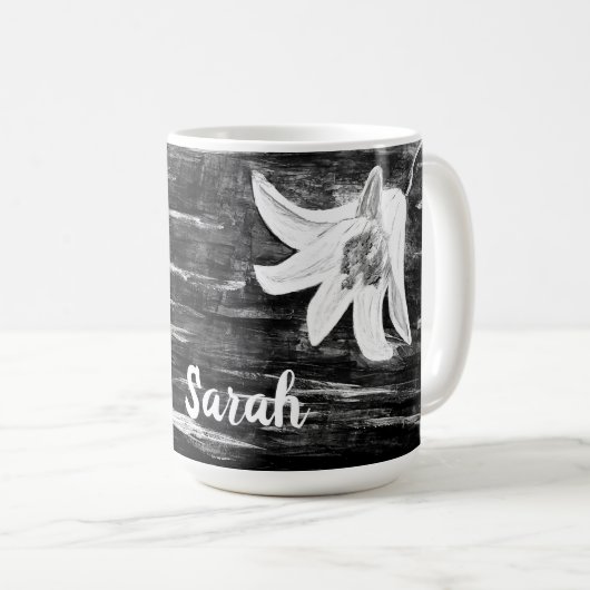 Personalisiert nach Name Abstrakte Blume Kaffeetasse (VorderseiteRechts)