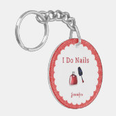 Personalisiert Nail Tech Red Glitzer Schlüsselanhänger (Vorderseite links)