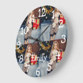 Personalisiert Name 4 Fotos Collage Große Wanduhr (Winkel)