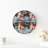 Personalisiert Name 4 Fotos Collage Große Wanduhr (Zuhause)