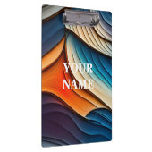 PERSONALISIERT NAME Abstrakt Aquamarin und Orange Klemmbrett (Rechts)