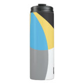 Personalisiert, Name, Abstrakt, gelb, blau, blau Thermosbecher (Vorderseite)