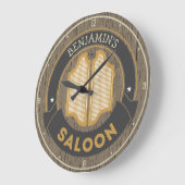 Personalisiert NAME Alter Western Cowboy Saloon Ba Große Wanduhr (Winkel)