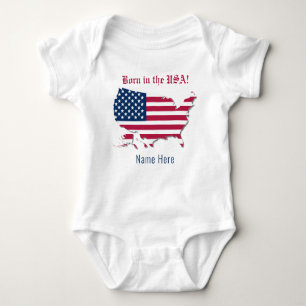 Personalisiert Name America Flag Karte Geboren in  Baby Strampler