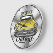 Personalisiert NAME American Classic Car Garage Große Wanduhr (Winkel)