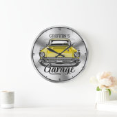 Personalisiert NAME American Classic Car Garage Große Wanduhr (Zuhause)