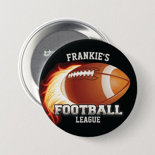 Personalisiert NAME American Football Flames Sport Button (Vorne & Hinten)