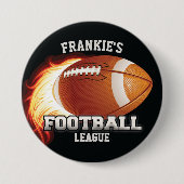 Personalisiert NAME American Football Flames Sport Button (Vorderseite)