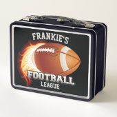 Personalisiert NAME American Football Flames Sport Metall Brotdose (Rückseite)