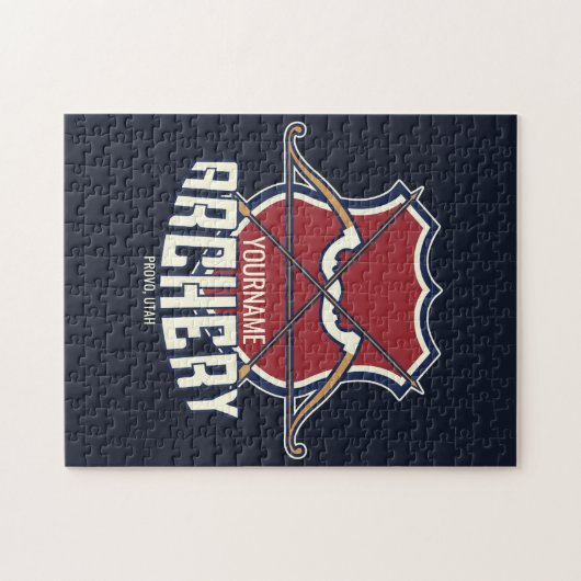 Personalisiert NAME Archery Sports Recurve Bow Arr Puzzle (Horizontal)