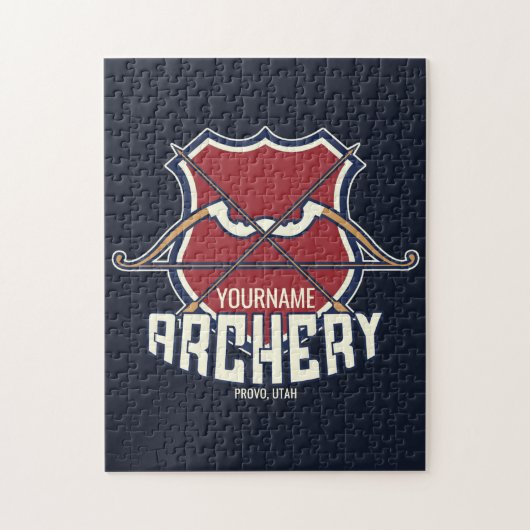Personalisiert NAME Archery Sports Recurve Bow Arr Puzzle (Vertikal)