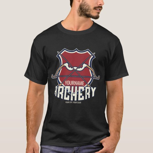 Personalisiert NAME Archery Sports Recurve Bow Arr T-Shirt (Vorderseite)