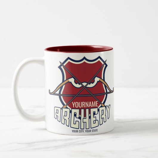 Personalisiert NAME Archery Sports Recurve Bow Arr Zweifarbige Tasse (Links)