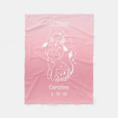 Personalisiert Name Baby Girl Taurus Zodiac Pink Fleecedecke (Vorderseite)