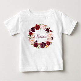 Personalisiert Name Baby Girl Watercolor Floral-11 T-shirt