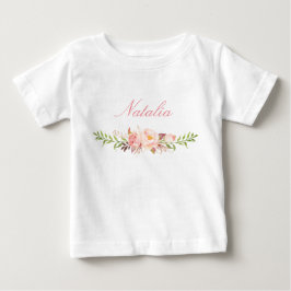 Personalisiert Name Baby Girl Watercolor Floral-12 T-shirt