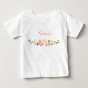 Personalisiert Name Baby Girl Watercolor Floral-12 T-shirt