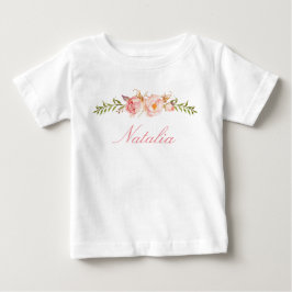 Personalisiert Name Baby Girl Watercolor Floral-13 T-shirt